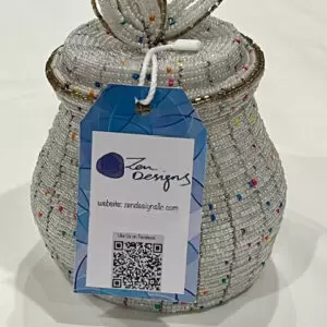 White beaded pot