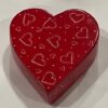 Red heart-shaped soapstone box with bold heart pattern
