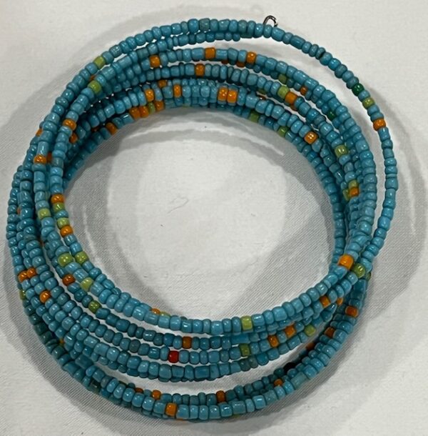Adjustable blue & orange beaded bracelet