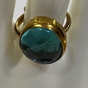Adjustable Turquoise Brass Ring