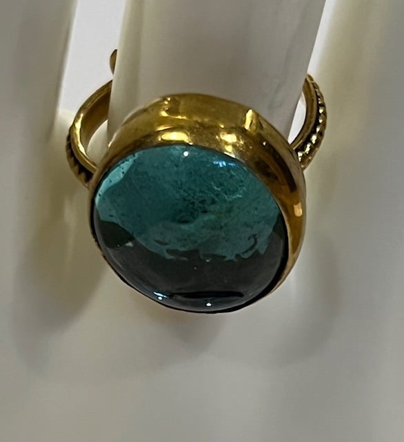 Adjustable Turquoise Brass Ring