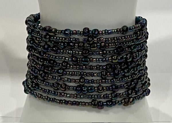 Adjustable rainbow black beaded bracelet