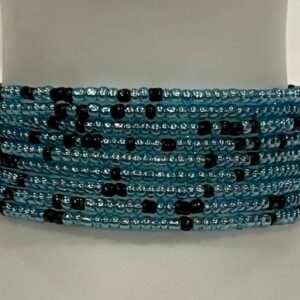 Light blue with black, beaded braceket