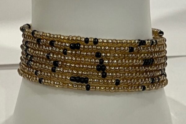 Adjustable gold & black beaded bracelet