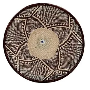 Tonga Basket with Triangular Abstract Pattern Design - 15 Inches