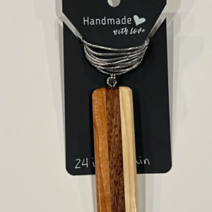 Rectangular Shaped Reclaimed Wood Pendant - 24 Inch Chain