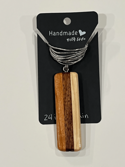 Rectangular Shaped Reclaimed Wood Pendant - 24 Inch Chain
