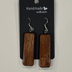 Rectangular Shaped Reclaimed Wood Earrings - Dark Wood