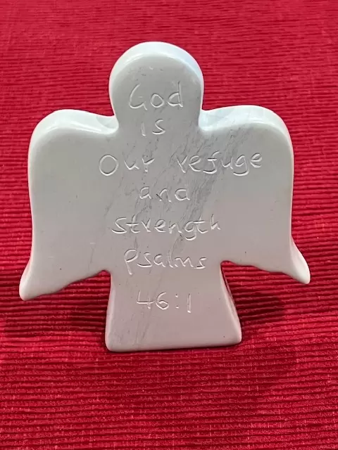 Flat Angel Natural Kisii Soapstone Nativity- Psalms 46:1