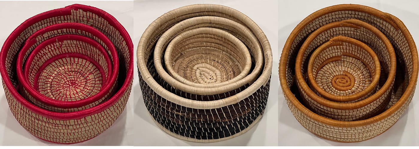 Brown Raffia Nesting Baskets - Set of three 6 to 9 inches - Image 5