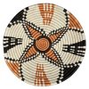 Ocre, Black  & Natural Sisal Basket Bowl with Flower Design - 12 Inches