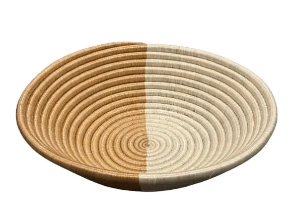 Tan and Natural Sisal basket Bowl - 12 Inches Diameter - Image 2