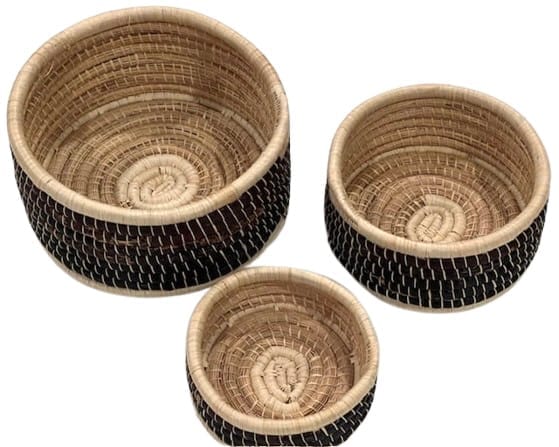 Brown Raffia Nesting Baskets - Set of three 6 to 9 inches - Image 3