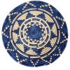 Blue and Natural Sisal basket Bowl with Kaleidoscope Design - 12 Inches