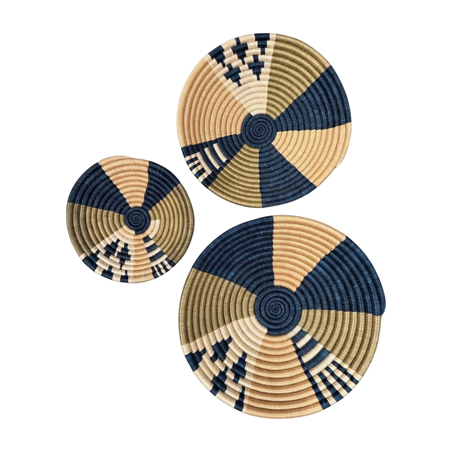 Laurel, Blue, Tan and Natural Sisal basket Bowl - (12”) - Image 2