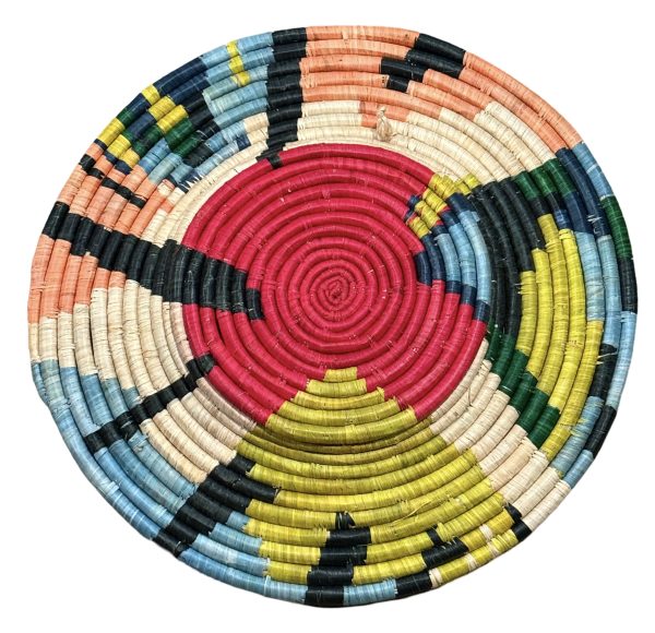 Red, Peach and blue Raffia Wall Hanging Decor Plate Mat - 3 sizes - Image 4