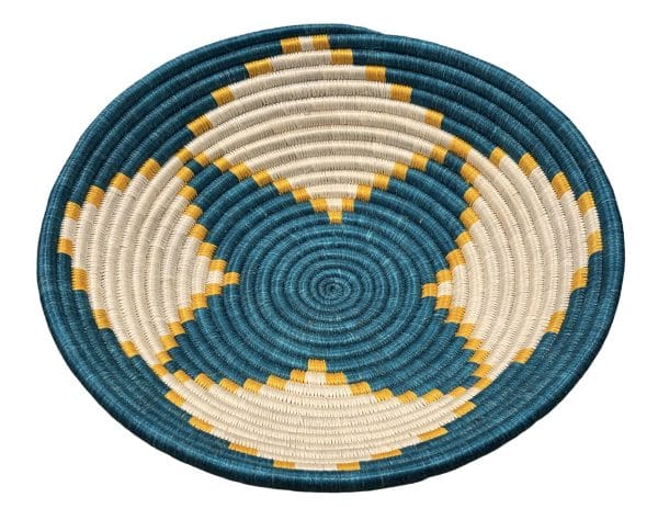 Teal and Natural Basket Bowls - 12”, 10”, 8” - Image 4