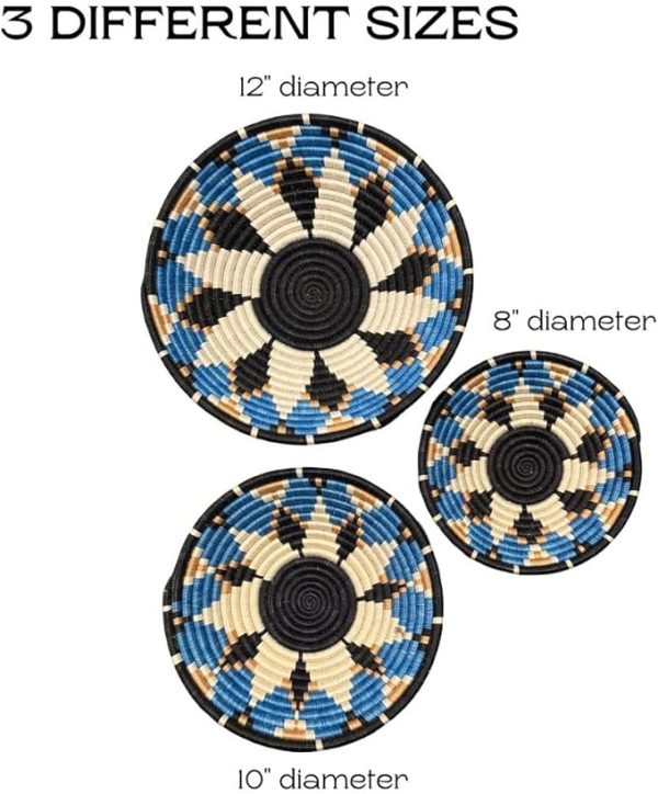 Black, Blue, Tan, Sisal Bowls - 12”, 10”, 8” - Image 3
