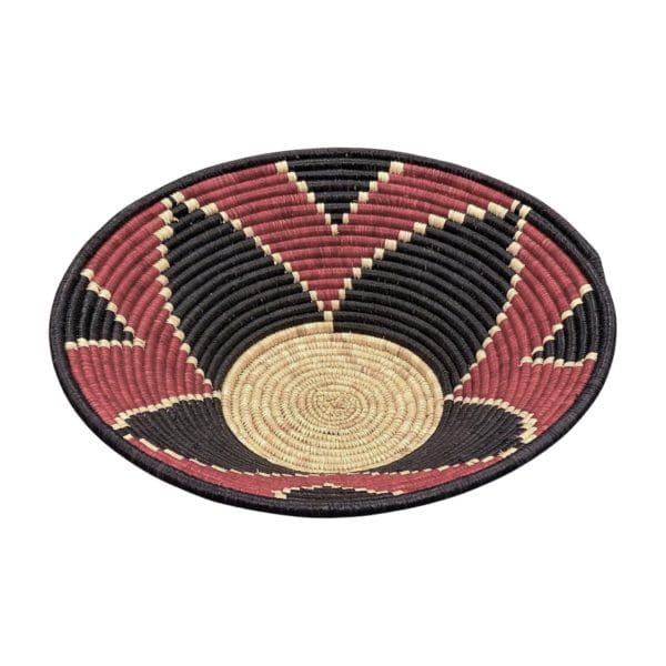 Maroon, Black and Natural Toro basket Bowl - 12 Inches - Image 2