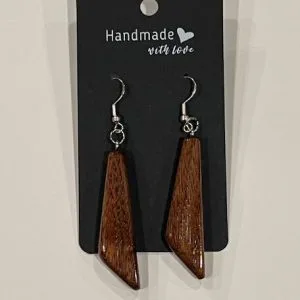 Quadrilateral Shaped Reclaimed Wood Earrings - Dark Wood