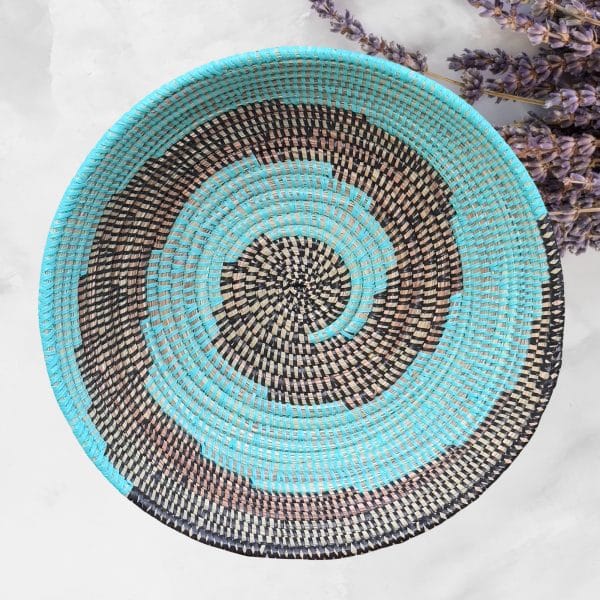 Handwoven Colorful Boho Extra-large Senegalese Basket Bowls with Swirl Designs, various colors and Sizes - Image 9