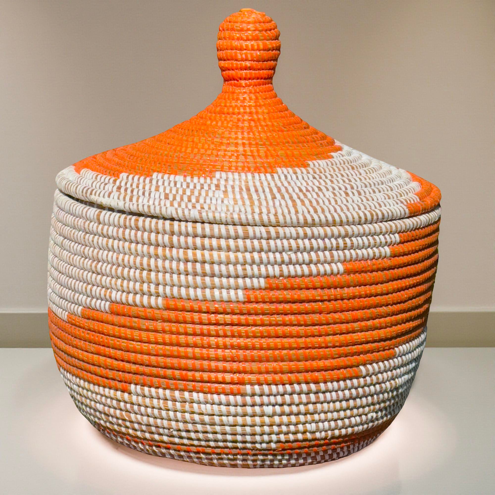 Colorful Senegalese Cone Lidded Warming Storage Shelf Baskets - Image 4