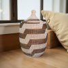 Vibrant Woven Extra-large Senegalese Laundry Hamper Storage Basket in Brown and White