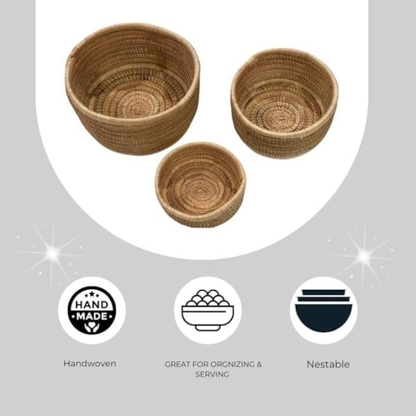 Tan Raffia Nesting Basket Set - Image 5