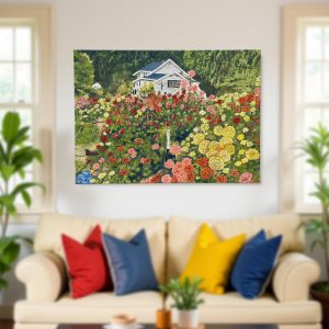 Ready to Hang Original Vibrant Landscape Canvas Paintings, 22 Inches by 16 Inches