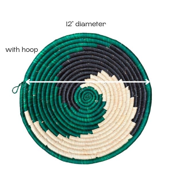 Green, Black Raffia Bowl -12" - Image 4
