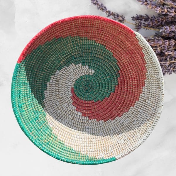 Handwoven Colorful Boho Extra-large Senegalese Basket Bowls with Swirl Designs, various colors and Sizes - Image 7