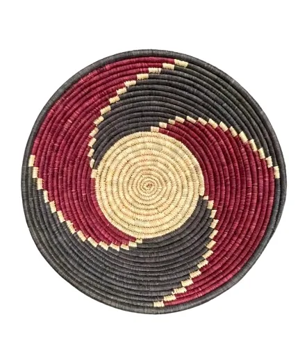 Dark Grey, Black and Natural Toro basket Bowl - 12 Inches