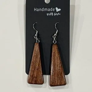 Trapezoid Shaped Reclaimed Wood Earrings - Dark Wood