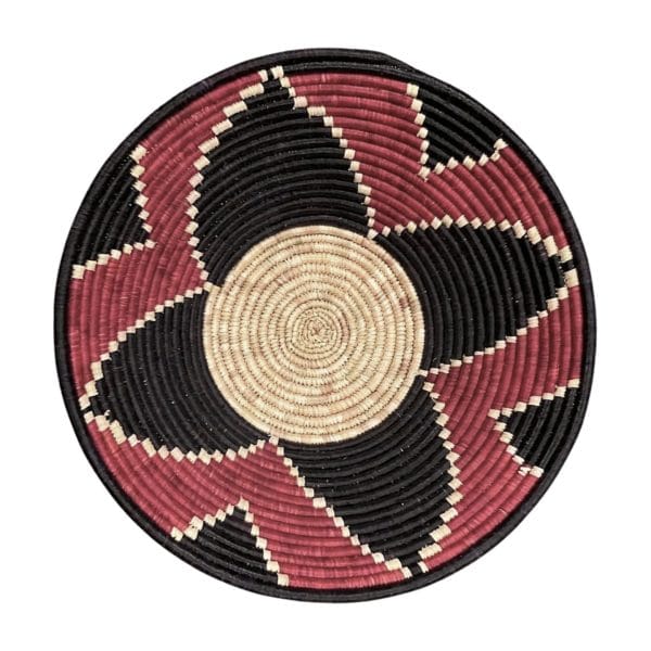 Maroon, Black and Natural Toro basket Bowl - 12 Inches
