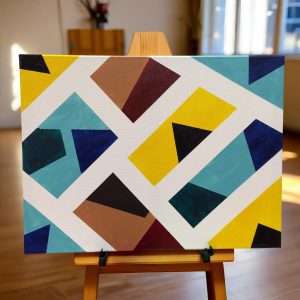 Bold Geometry Abstract Acrylic Painting in various patterns and colors, Ready to Hang on Wall