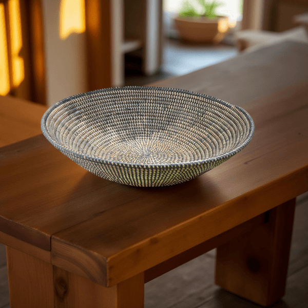 Handwoven Colorful Boho Senegalese Basket Bowls with Plain Designs, Various Minimalist Colors - Image 7