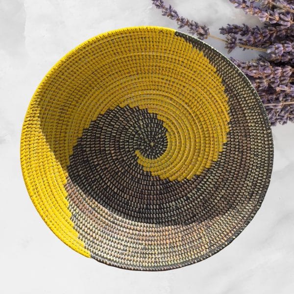 Handwoven Colorful Boho Extra-large Senegalese Basket Bowls with Swirl Designs, various colors and Sizes - Image 3