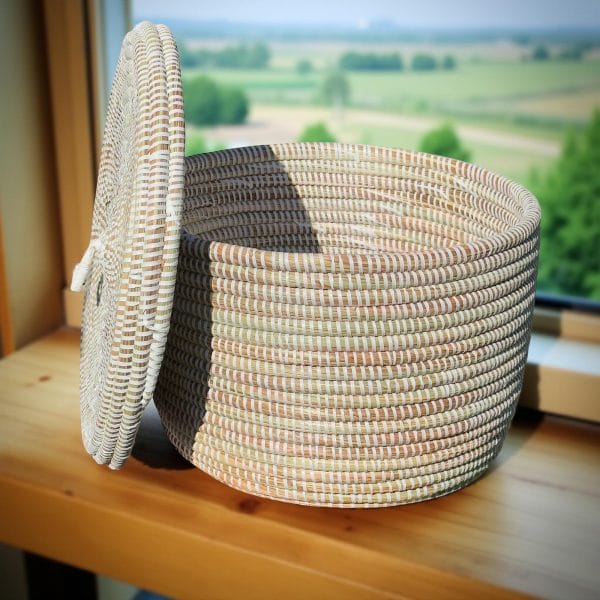 Colorful Handwoven Lidded Senegalese Shelf Baskets, Various Colors - Image 6