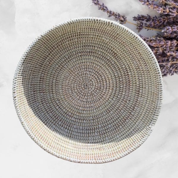 Handwoven Colorful Boho Senegalese Basket Bowls with Plain Designs, Various Minimalist Colors