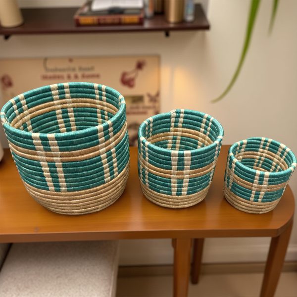 Handwoven African Planter Baskets Set of 3 Handmade Sisal basket Vase for Indoor Home decor Storage - Image 2
