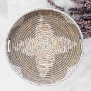 Colorful Handwoven Senegalese Round Basket Trays, Tabletop Center Piece with handles, Various Colors