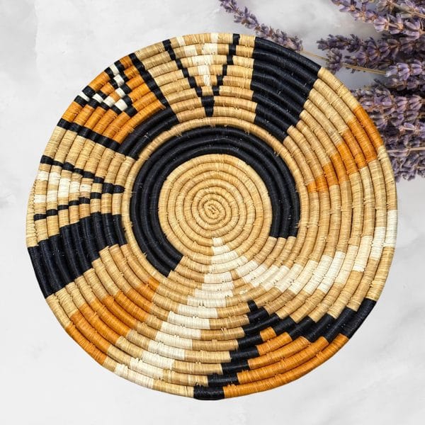 Handwoven Raffia Wall Plate Basket Biege, Orange: Unique Basket for Wall or Living room Centerpiece - Image 2