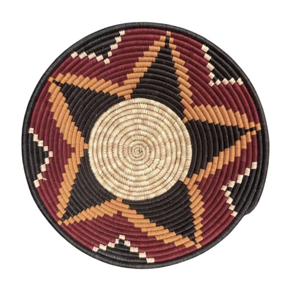 Maroon, Black, Orange and Natural Toro basket Bowl - 12 Inches
