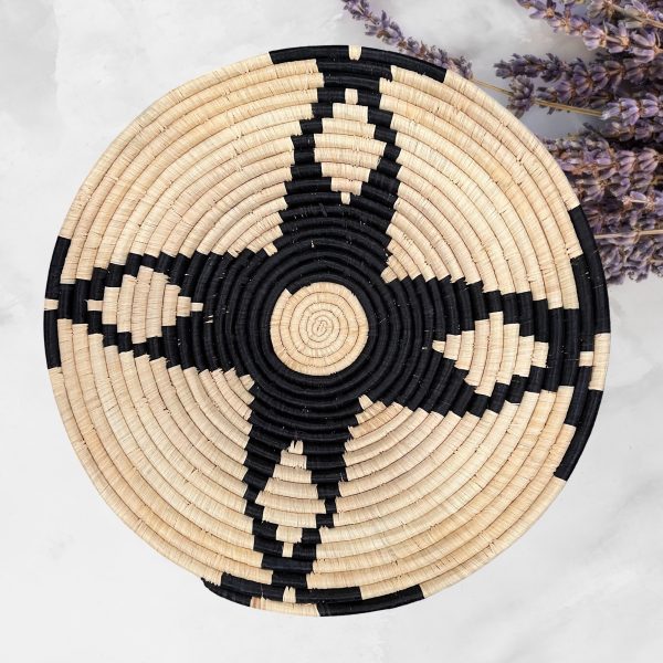 Natural and Black Raffia Wall Hanging Decor Plate Mat - 21- 22” - Image 2