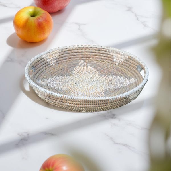 Colorful Handwoven Senegalese Round Basket Trays, Tabletop Center Piece with handles, Various Colors - Image 6