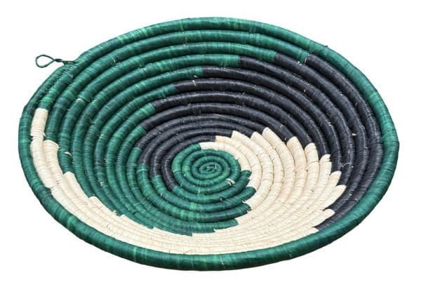 Green, Black Raffia Bowl -12" - Image 3