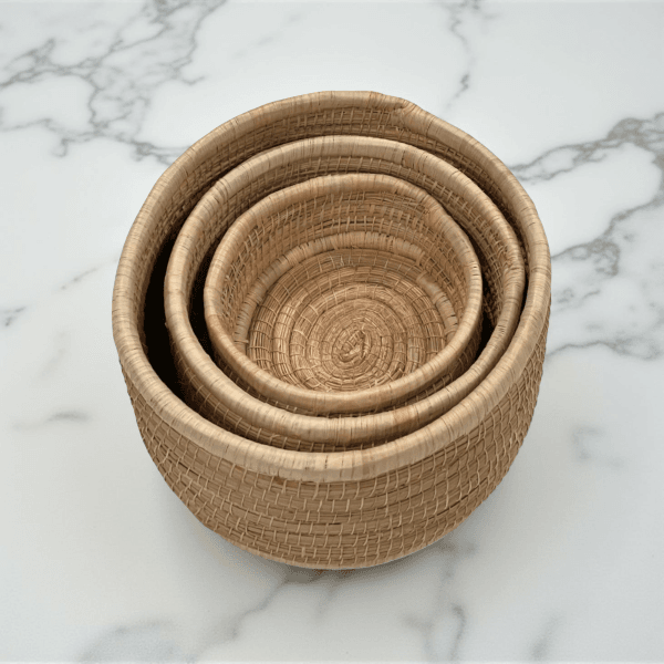 Tan Raffia Nesting Basket Set - Image 2