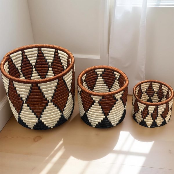 Handwoven African Planter Baskets Set of 3 Handmade Sisal basket Vase for Indoor Home decor Storage - Image 7