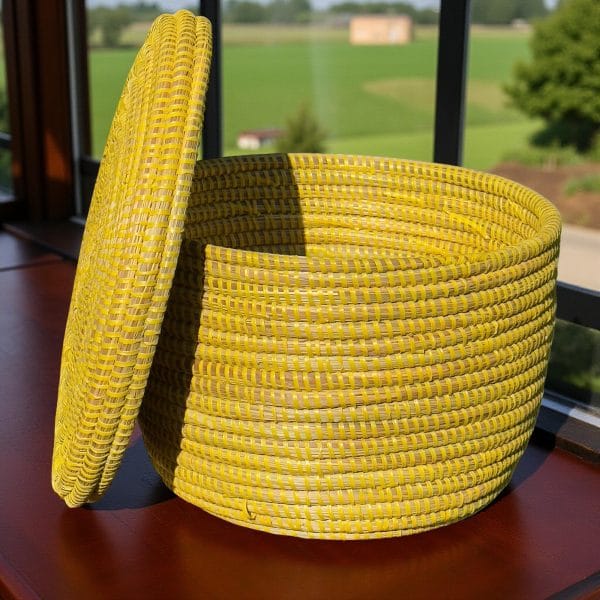 Colorful Handwoven Lidded Senegalese Shelf Baskets, Various Colors - Image 4
