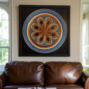 Handcrafted Framed String Art: Colorful Geometric Design, Ready to Hang